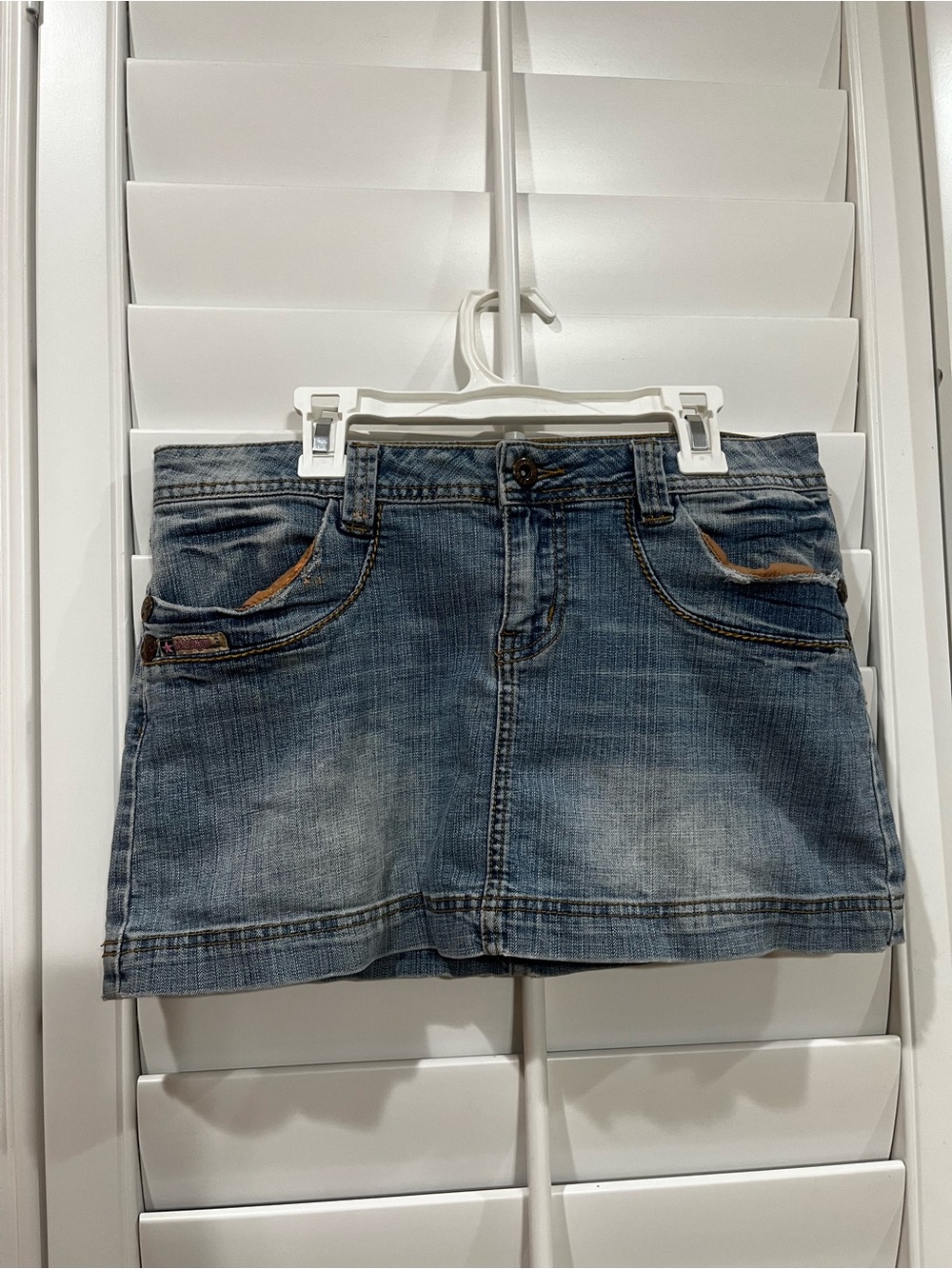 Bubblegum Washed Blue Denim Mini Skirt